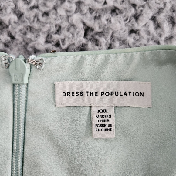 Dress the Population Jillian Mini Dress XXL Mint Sage Sequined Cocktail Prom - Picture 6 of 14
